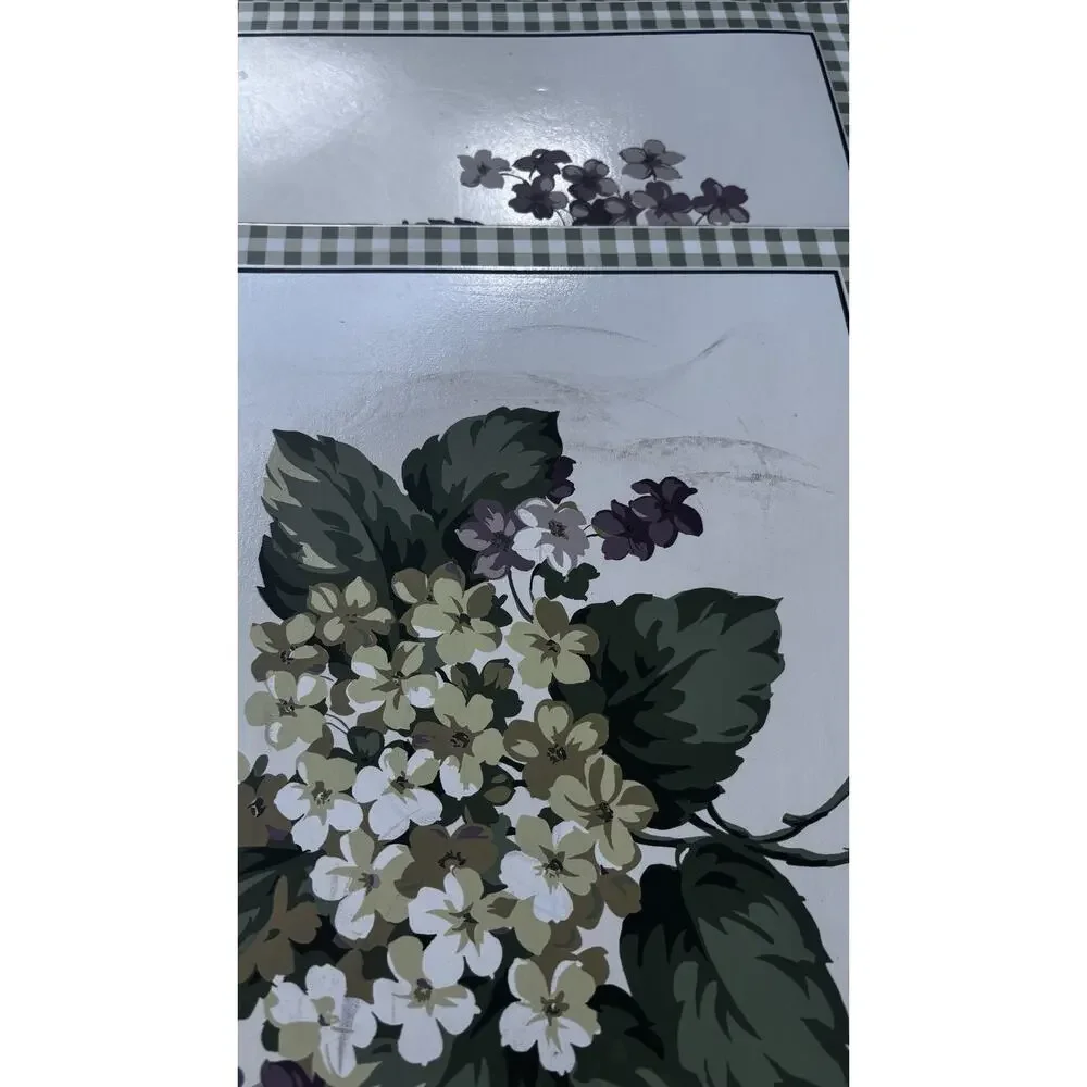 6 Martha Stewart Hydrangea Vinyl Placemats Floral 1997 Cottage